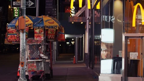 New York's Times Square Empty during coronavirus COVID-19 pandemic Stock Footage 127448855