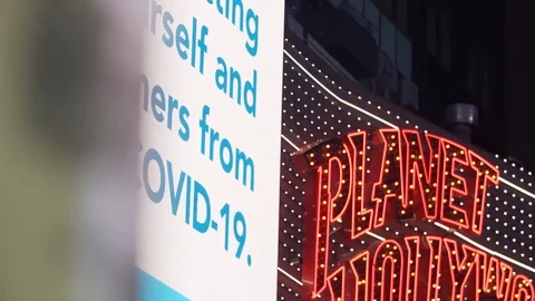 New York's Times Square Empty during coronavirus COVID-19 pandemic Stock Footage 127448967