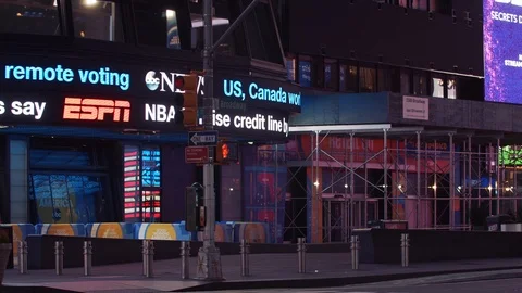 New York's Times Square Empty during coronavirus COVID-19 pandemic Stock Footage 127449676