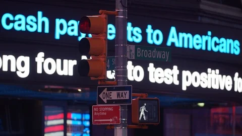 New York's Times Square Empty during coronavirus COVID-19 pandemic Stock Footage 127449885