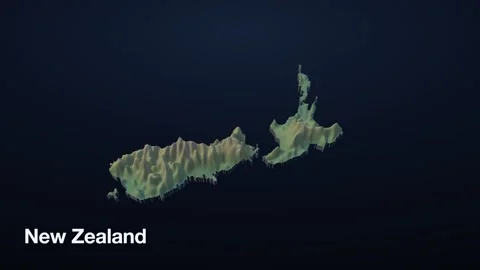 New Zealand 3D elevation relief map 스톡 동영상 340608239