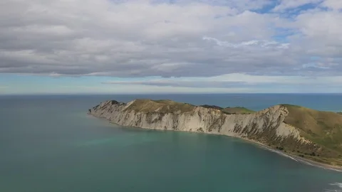 New Zealand Aerial Drone Shot Over Coastline Young Nicks Head. Stock Footage