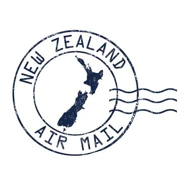 New Zealand air mail grunge rubber stamp Stock Illustration