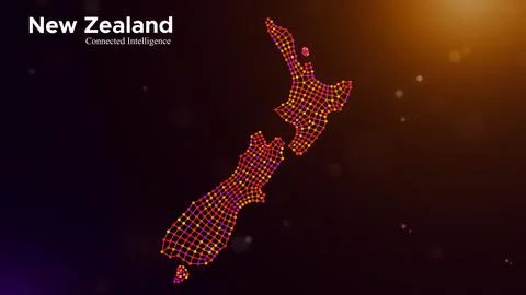 New Zealand Connected Intelligence Technology Network Map Presentation Concep Stock Illustration
