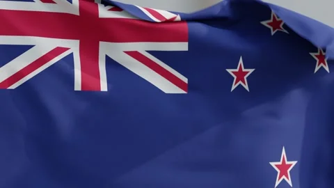 New Zealand Flag Animation Waving Smoothly Against a Soft Grey Background 库存影片 331109853
