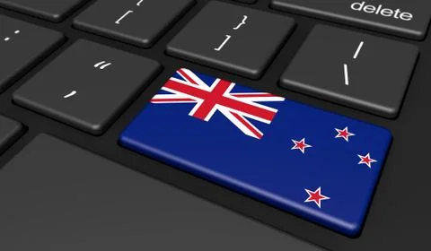 New Zealand Flag Computer Button Key Illustrazione stock