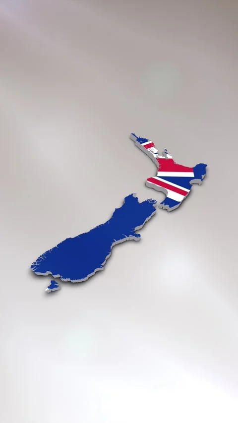 New Zealand Flag on Map Stock Footage 278174065