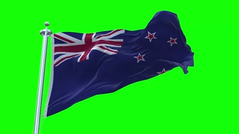 New Zealand Flag Waving in Loopable and Textured green screen background Video stock 296876267
