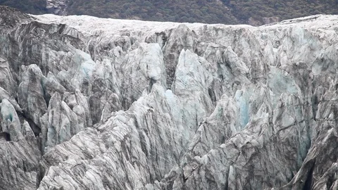 New Zealand fox glacier blue ice 2017 detail pan Stock Footage 88949853