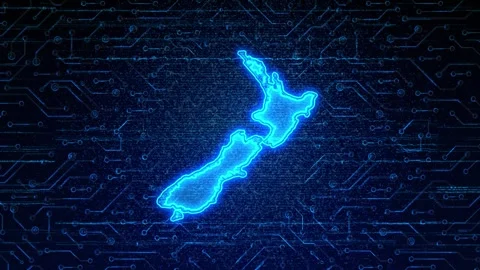 New Zealand Map Digital Technology Opener Stock Footage 335081744
