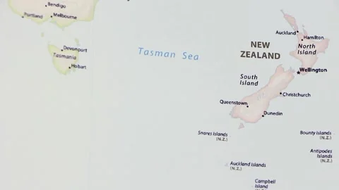 New Zealand on a Map Stock Footage 99708080