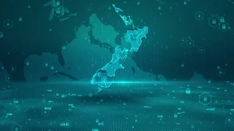 New Zealand Map Password Security Digital Business Background Stock Footage 339044502