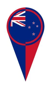 New Zealand Map Pointer Location Flag Stock Illustration