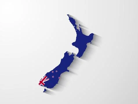 New Zealand map with shadow effect Illustrazione stock