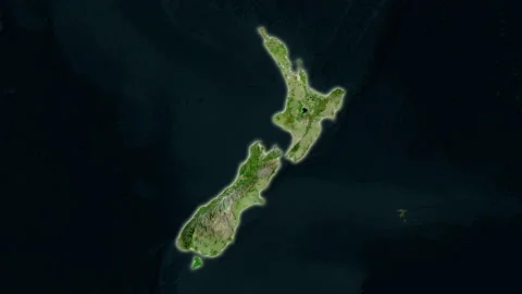 New Zealand map - solid. Glow. Satellite. Stock Footage 149224334