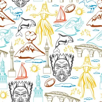 New Zealand seamless pattern. Stock Illustration