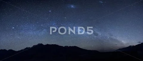 New Zealand, starry sky, milkyway at night Stock Photos