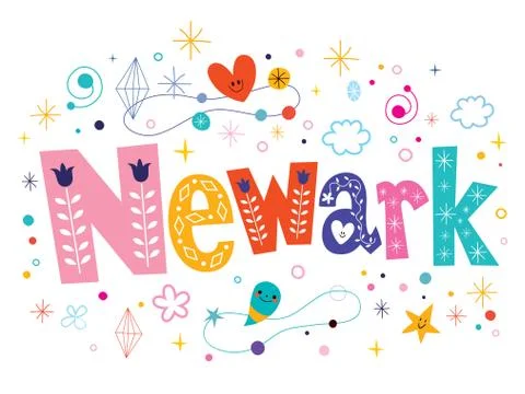 Newark decorative type lettering text design Stock Illustration