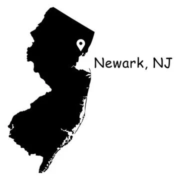Newark on New Jersey State Map Stock Illustration