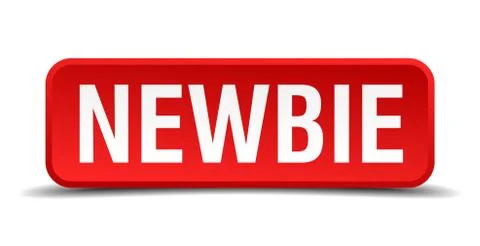 Newbie red 3d square button isolated on white Stock Illustration