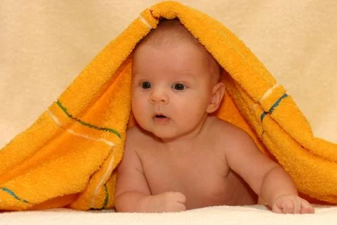 Newborn after bath Stock Photos