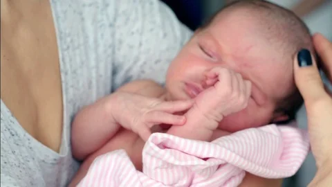 Newborn baby close-up Stock Footage 79469818