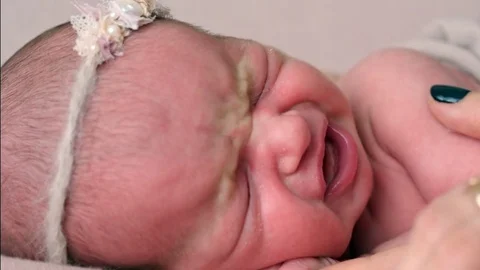 Newborn baby close-up Stock Footage 79471580