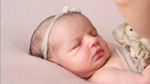 Newborn baby close-up Stock Footage 79504331