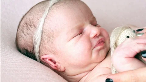 Newborn baby close-up Stock Footage 79504574
