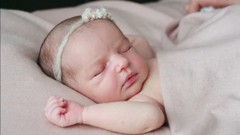 Newborn baby close-up Stock Footage 79504642