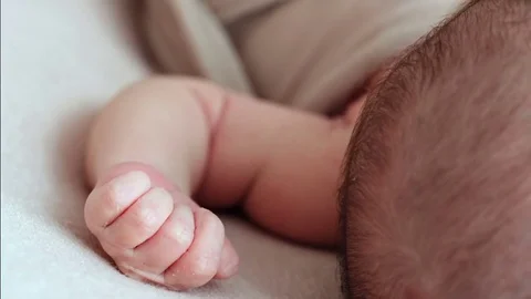 Newborn baby close-up Stock Footage 80411349