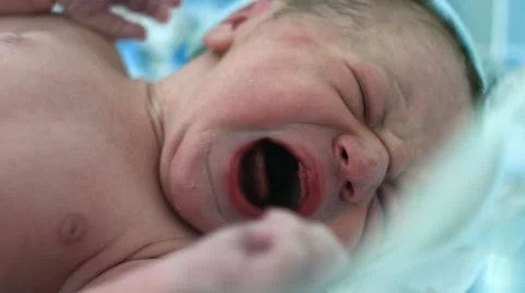 Newborn Baby Cry Stock Footage