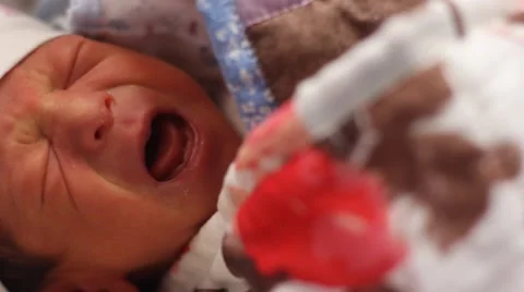 Newborn baby crying Stock Footage 55342958