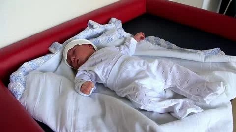 Newborn baby in delivery room Stock Footage