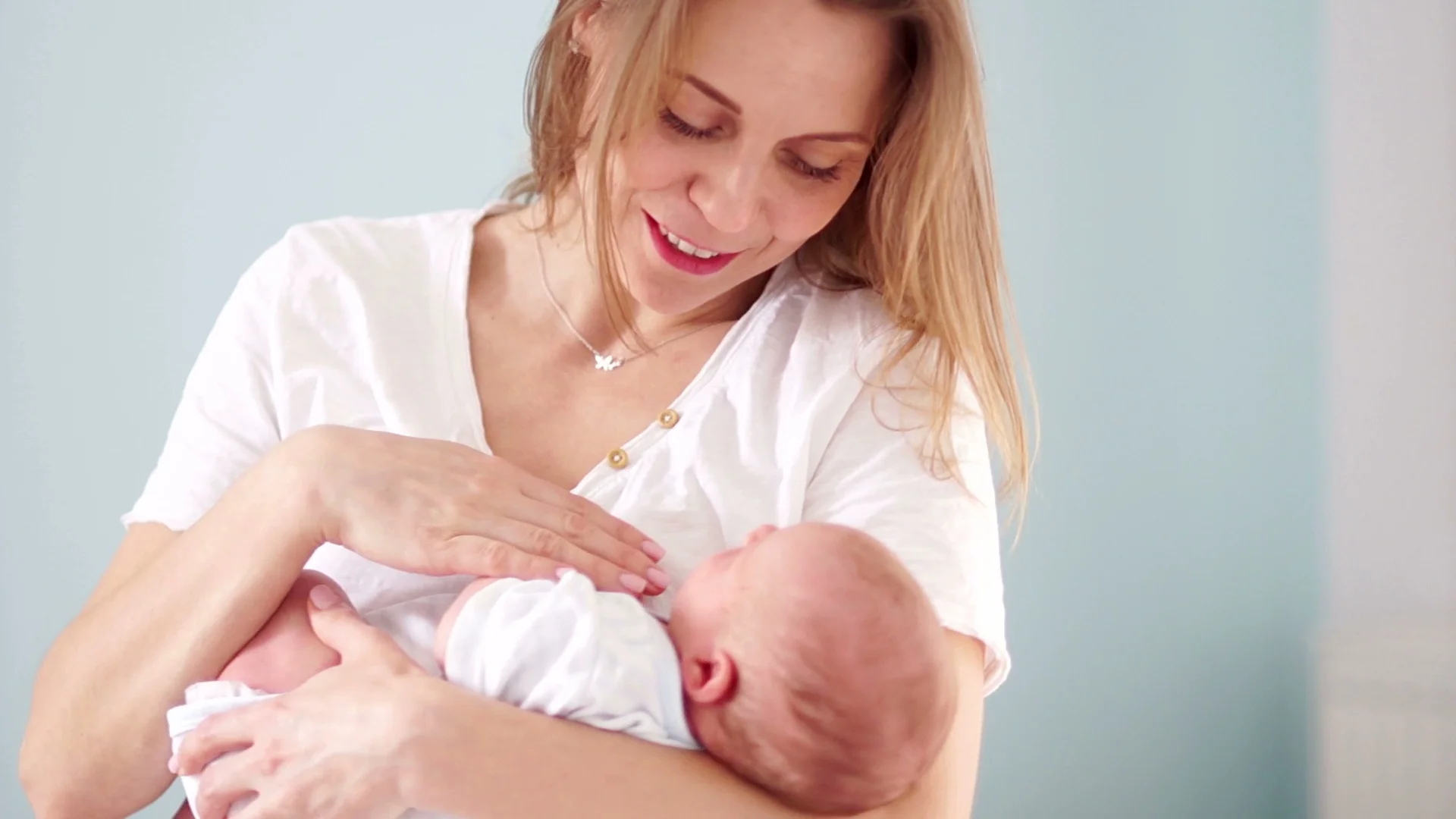 A newborn baby is in the mother's Stock Video Pond5