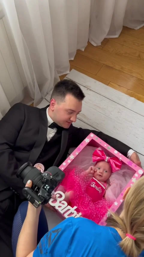 Newborn Baby Photo Shoot In Barbie Doll Stock Video Pond5