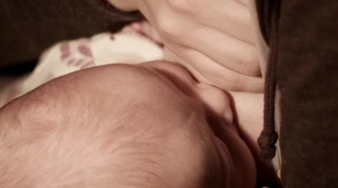Newborn breastfeeding close up Stock Footage 43020736