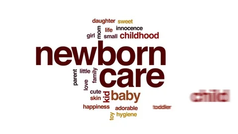 Newborn care animated word cloud, text design animation. Stock Footage 80473679