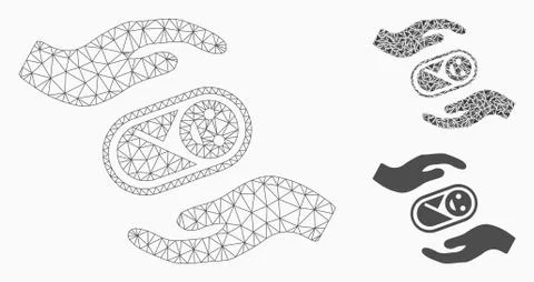 Newborn Care Hands Vector Mesh 2D Model and Triangle Mosaic Icon Illustration