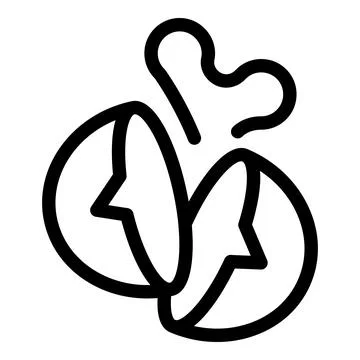 Newborn chick hatching from broken eggshell line icon Stockillustratie
