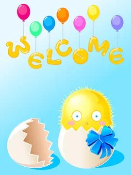 Newborn chick- welcome Stock Illustration
