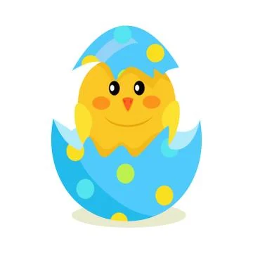 Newborn Chicken Hatch from Shell Vector Decoration Stock Illustration