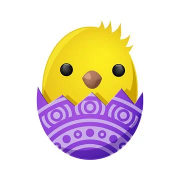 Newborn Chicken Hatch from Shell Vector Decoration Stock Illustration