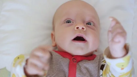 Newborn considers toys Vídeo Stock 81023341