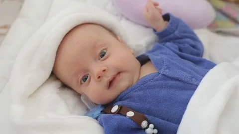 The newborn is in the crib Stock-Footage 106195557