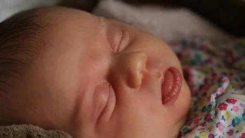 Newborn Cute Baby Girl, Infant, Sleeping on the white bed, New