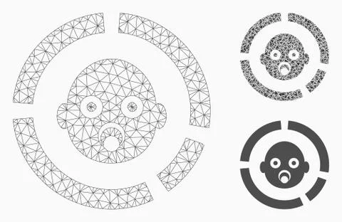 Newborn Diagram Vector Mesh Wire Frame Model and Triangle Mosaic Icon 库存插图