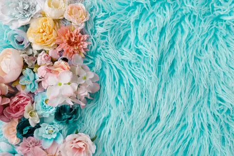 Newborn digital backdrop with flowers. Stock Photos