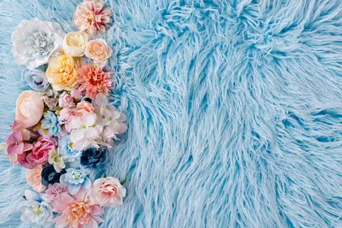 Newborn digital backdrop with flowers. Stock Photos