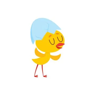 Newborn Easter chicken character in egg shell hat Stock Illustration